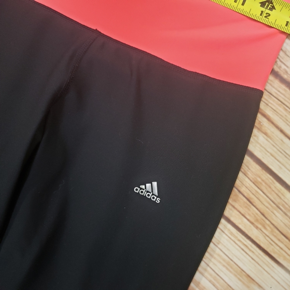 Adidas Mid Rise Pink Cropped Black Yoga Leggings Size Small Y2K - Picture 4 of 5
